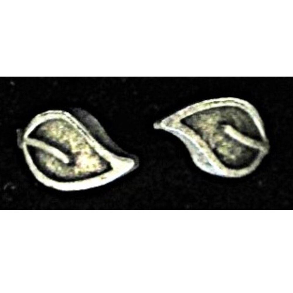 TWIN LEAVES pewter-tone ring Sz 7